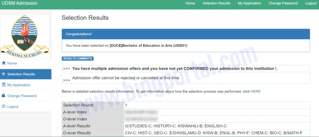 How To Confirm UDSM Candidates with multiple admissions 2023/24