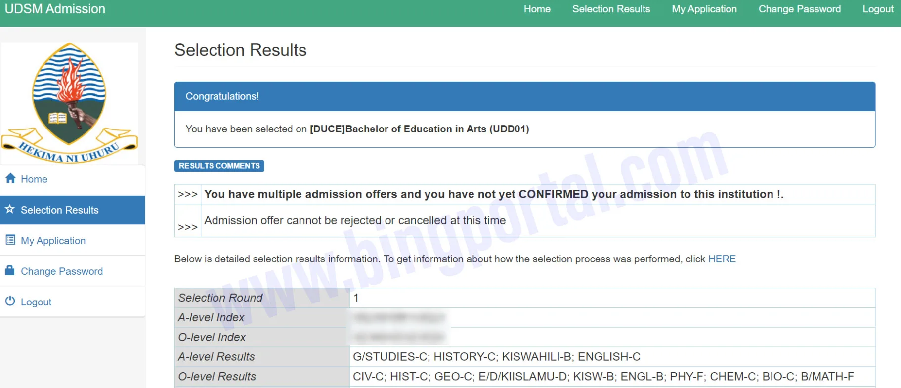 How To Confirm UDSM For Candidates with multiple admission 2023/24