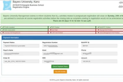 The Bayero University Kano (BUK) registration portal - BUK registration portal