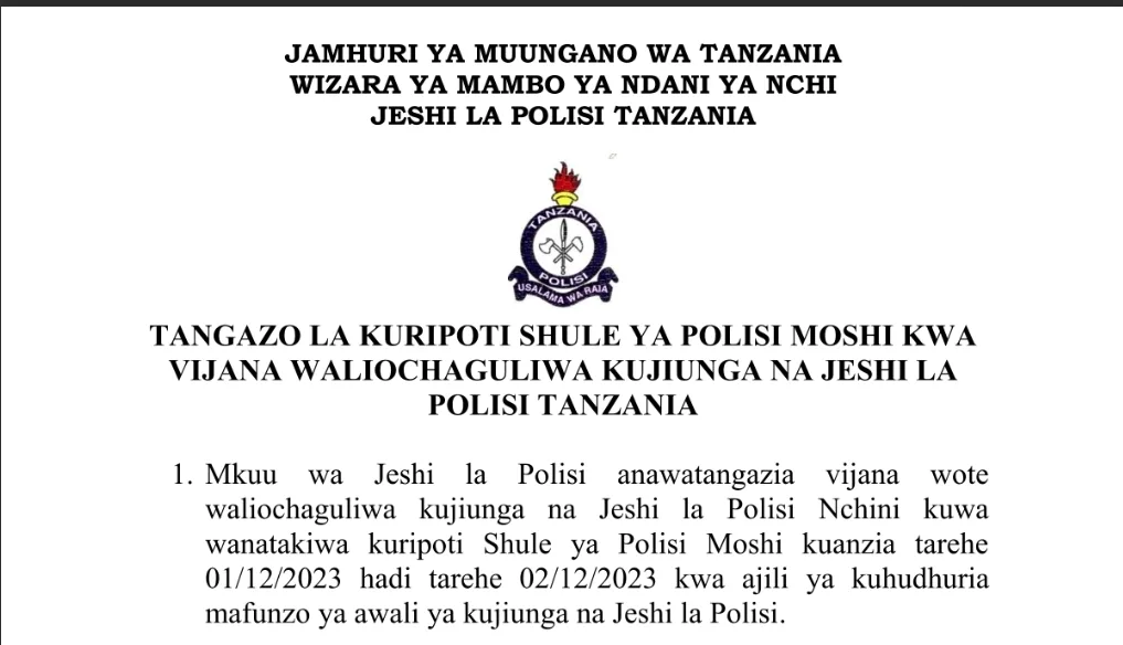 Check here Majina Waliochaguliwa Jeshi La Polisi 2023 | Download PDF