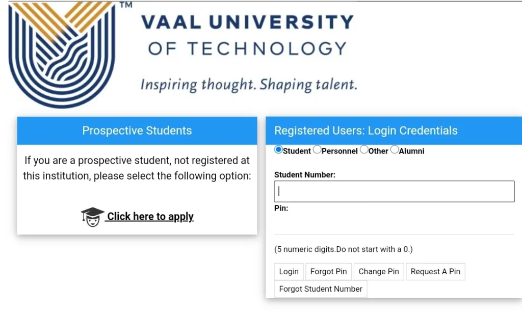 VUT student portal - Self Help iEnabler | Vaal University of Technology