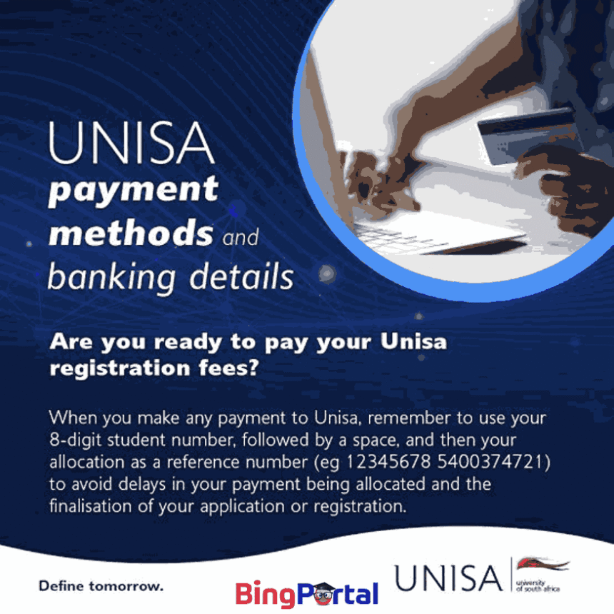 UNISA Banking Details for Application Fee 2025